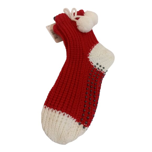 Merry Brite Sweater Slipper Socks Womens Size 9-11 Red White Christmas Knit - Picture 5 of 5